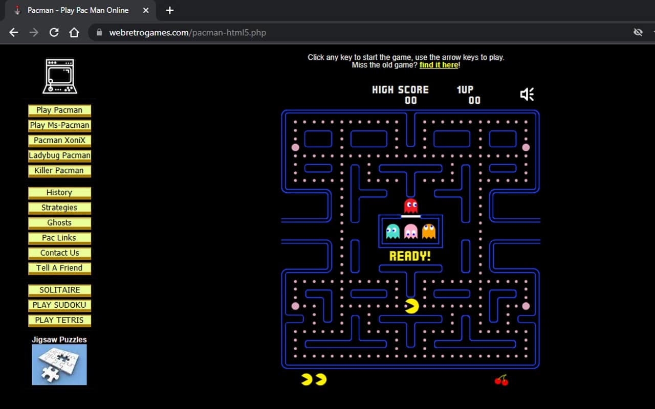 gioca a pacman nei retrogames