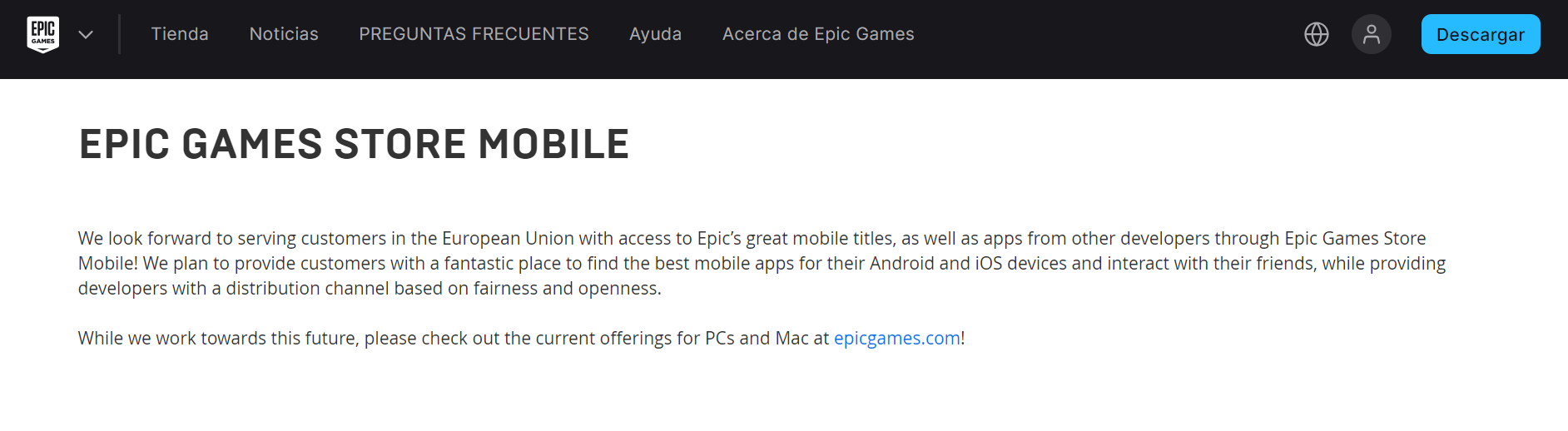 Epic Game Store Mobile para Android