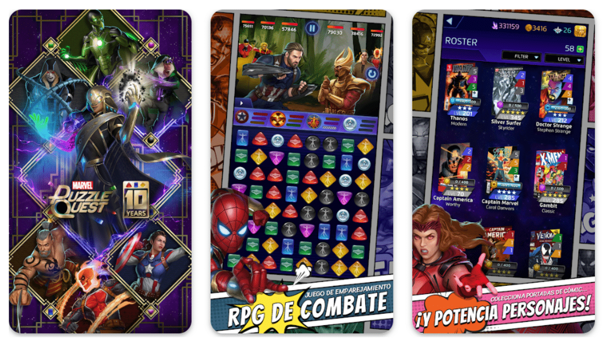 Marvel Puzzle Quest uno de los mejores juegos parecidos a candy crush 